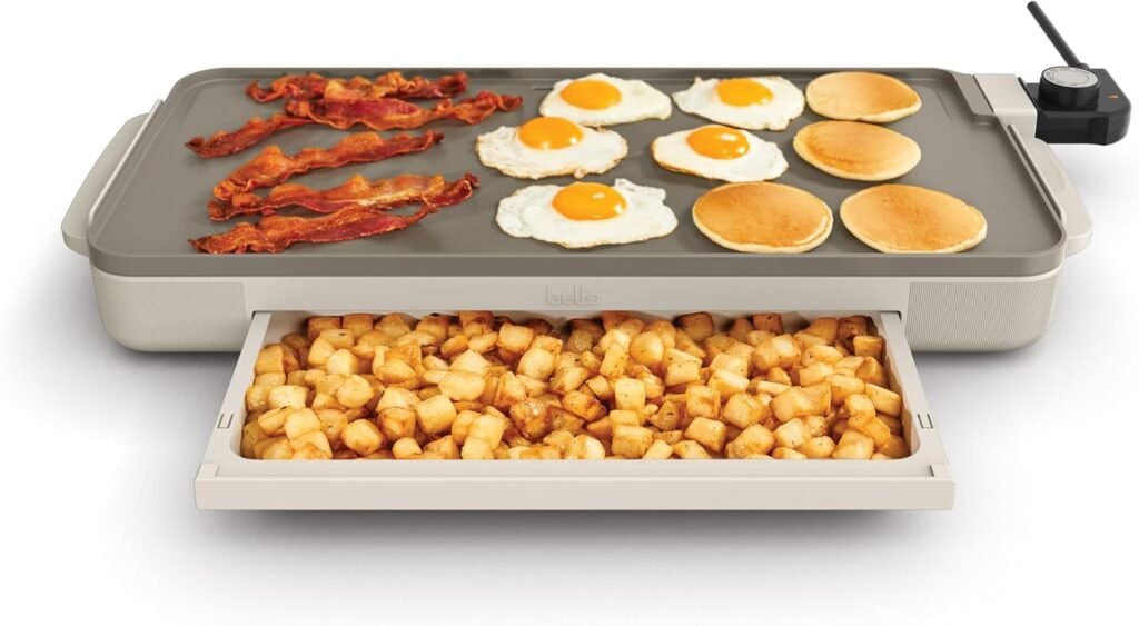 BELLA 10" x 20" Electric Griddle with Warming Tray – 1500W
