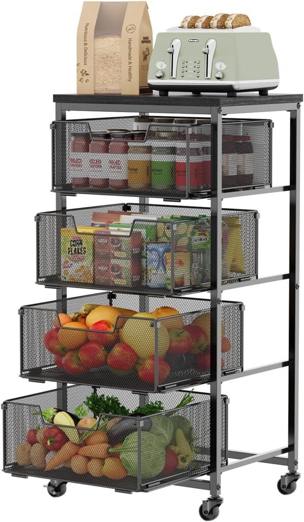 Yociyoga 4-Tier Fruit & Vegetable Storage Cart with Wheels.
