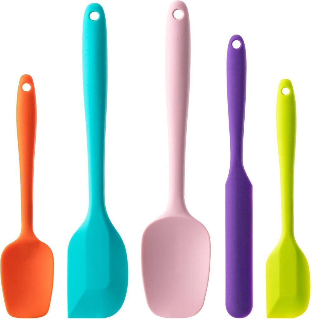 Silicone Spatula Set – 5 Piece Food Grade Rubber Spatulas (Multicolor).