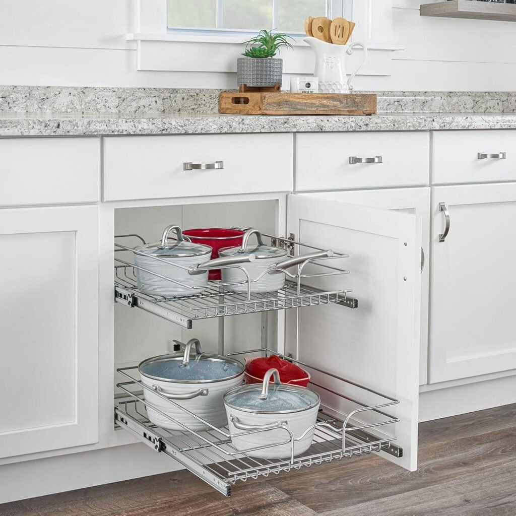 Rev-A-Shelf 2 Tier Kitchen Cabinet Pullout Shelf. one of the most loved kitchen organizers.
