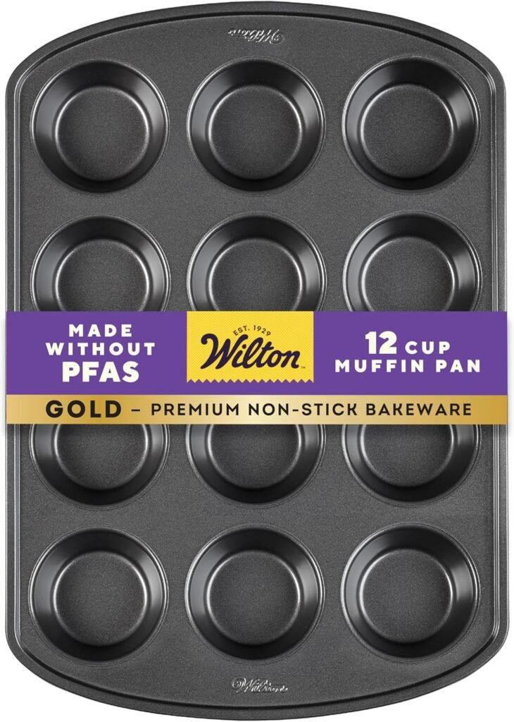 Wilton Gold Non-Stick 12-Cup Muffin Pan- kitchen gadgets for bakers