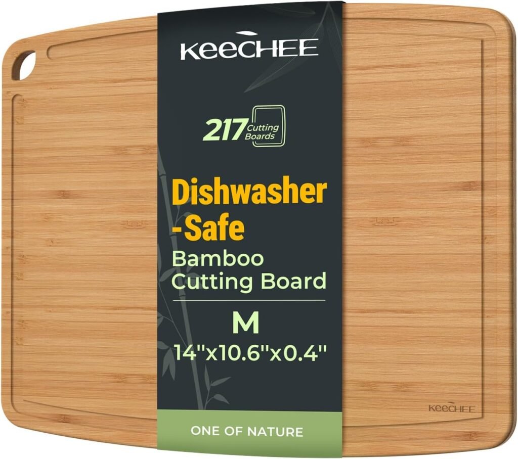 Keechee Dishwasher Safe Bamboo Cutting Board for Kitchen Utensil Set Dishwasher Safe