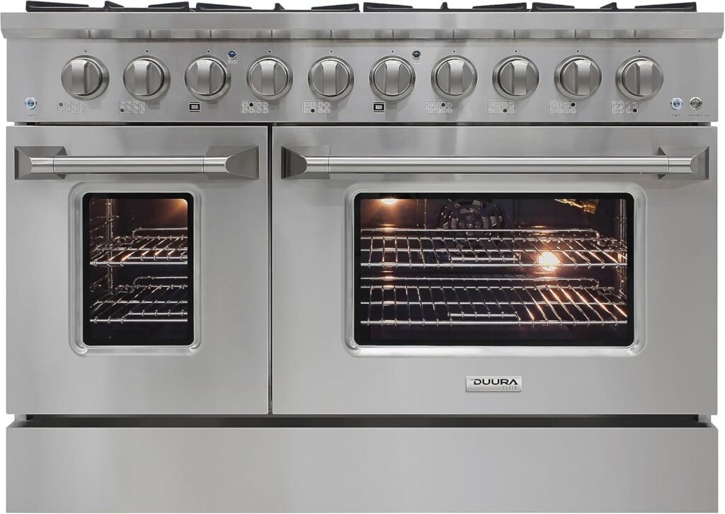 DUURA Elite 48-Inch Gas Range with Double Convection Ovens for Kitchen Ranges with Double Ovens