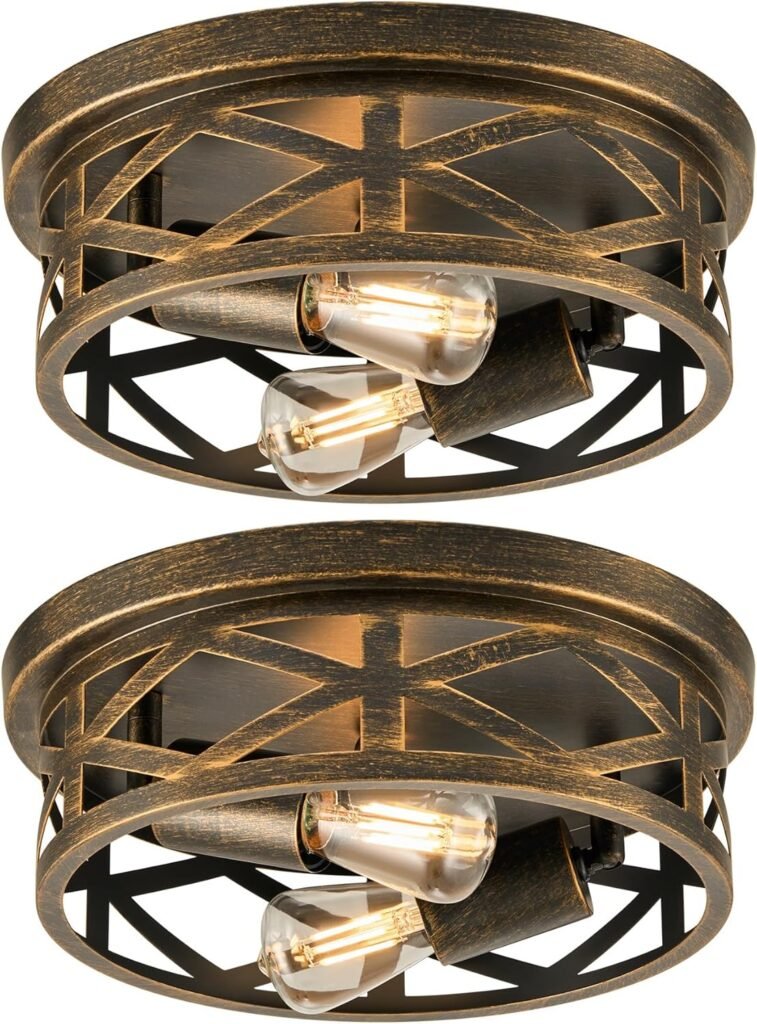 VONLUCE 2-Light Bronze Flush Mount Ceiling Light (2-Pack). bronze light fixtures for kitchen setup