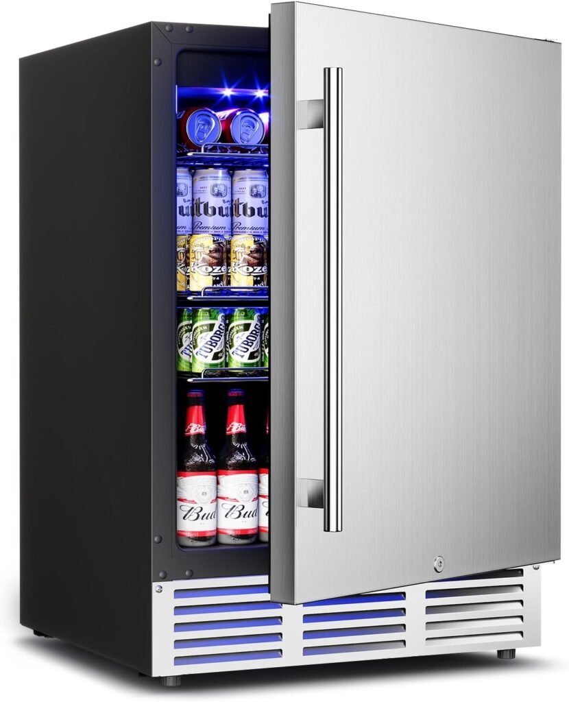 Feelfunn 24-Inch 180-Can Beverage Refrigerator for Outdoor Fridge for Outdoor Kitchen