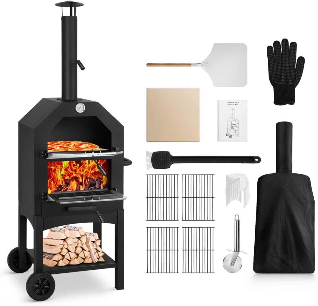 EDOSTORY Outdoor Wood-Fired Pizza Oven for Flexible Outdoor Kitchen Cooking