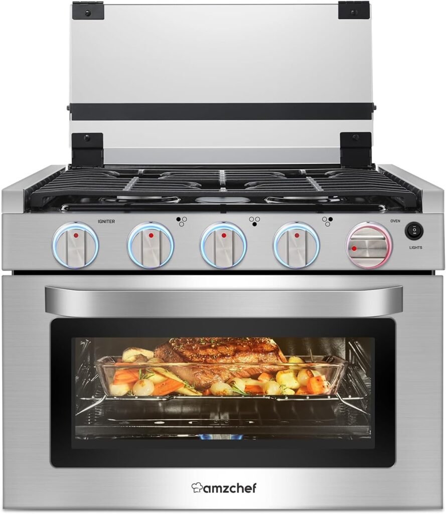 AMZCHEF 17-Inch 3-Burner Gas Range with Oven (Small Kitchen Stove and Oven)