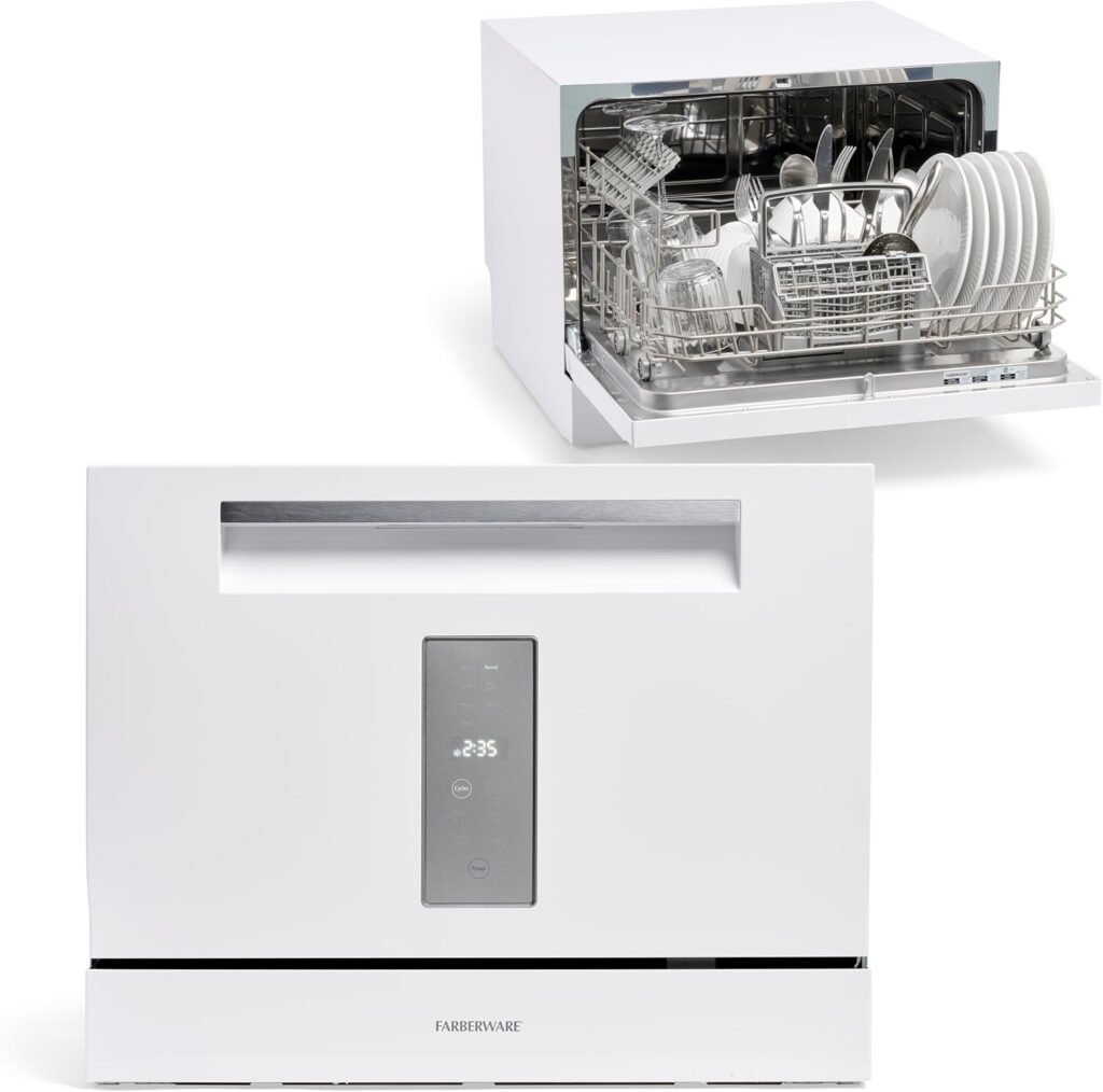 Farberware Compact 6-Place Setting Countertop Dishwasher for Small Kitchen Use