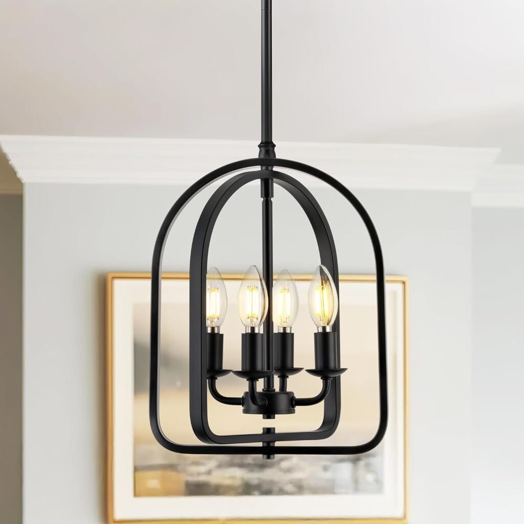 Beionxii 4-Light Matte Black Pendant Lights.
