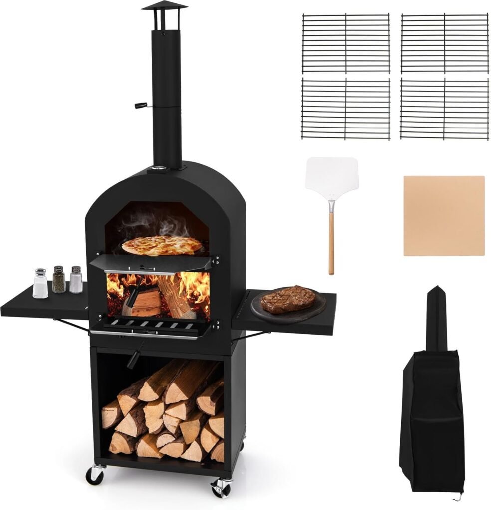 HAPPYGRILL Outdoor Wood Fired Pizza Oven (Pizza Oven for Outdoor Kitchen)