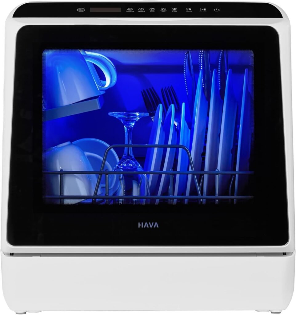 HAVA Countertop Dishwasher with Built-In Water Tank for Flexible Small Kitchen Use