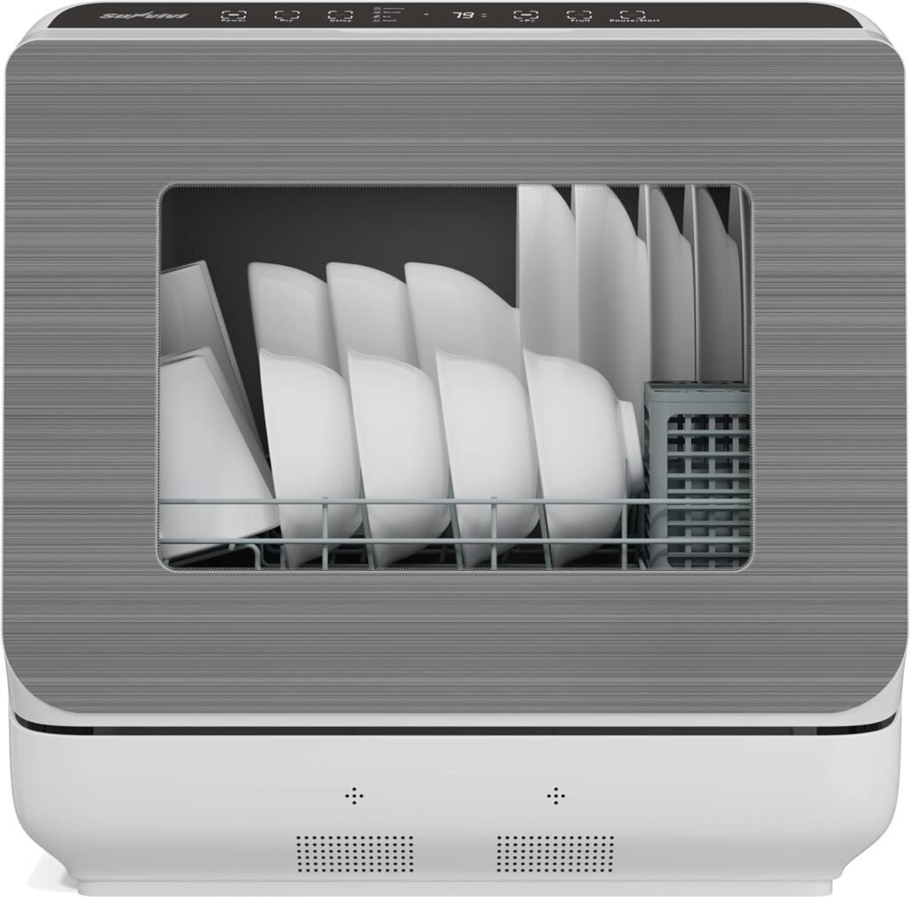 SUNVIVIPRO 18-Inch Compact Countertop Dishwasher with Dual Water Supply for Small Kitchens