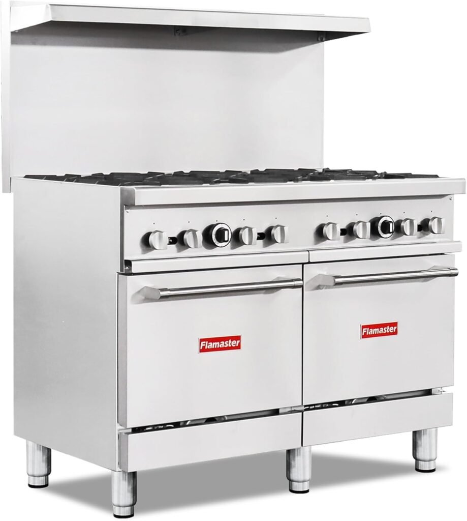 CHUMART 48-Inch Commercial Gas Range with Oven for Kitchen Ranges with Double Ovens