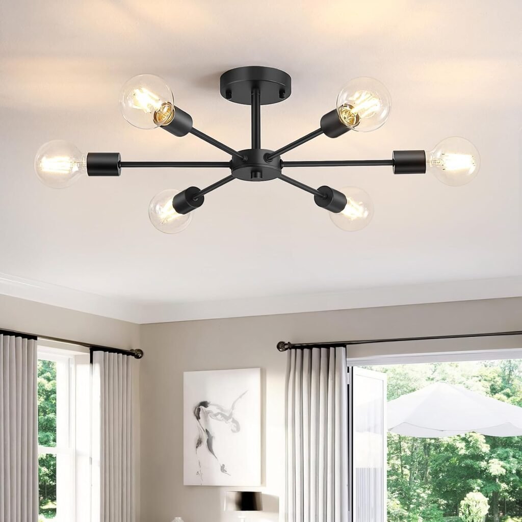 Lomoky 6-Light Sputnik Semi Flush Mount Ceiling Light.