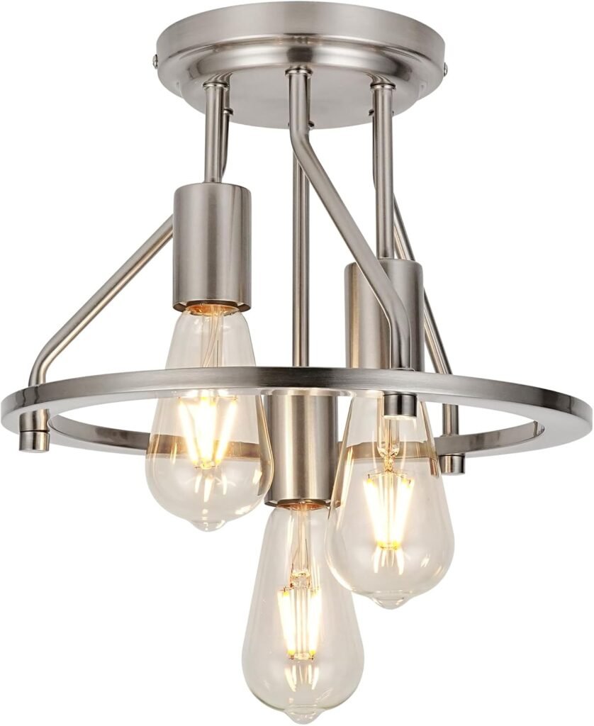 WILON 3-Light Brushed Nickel Ceiling Light.