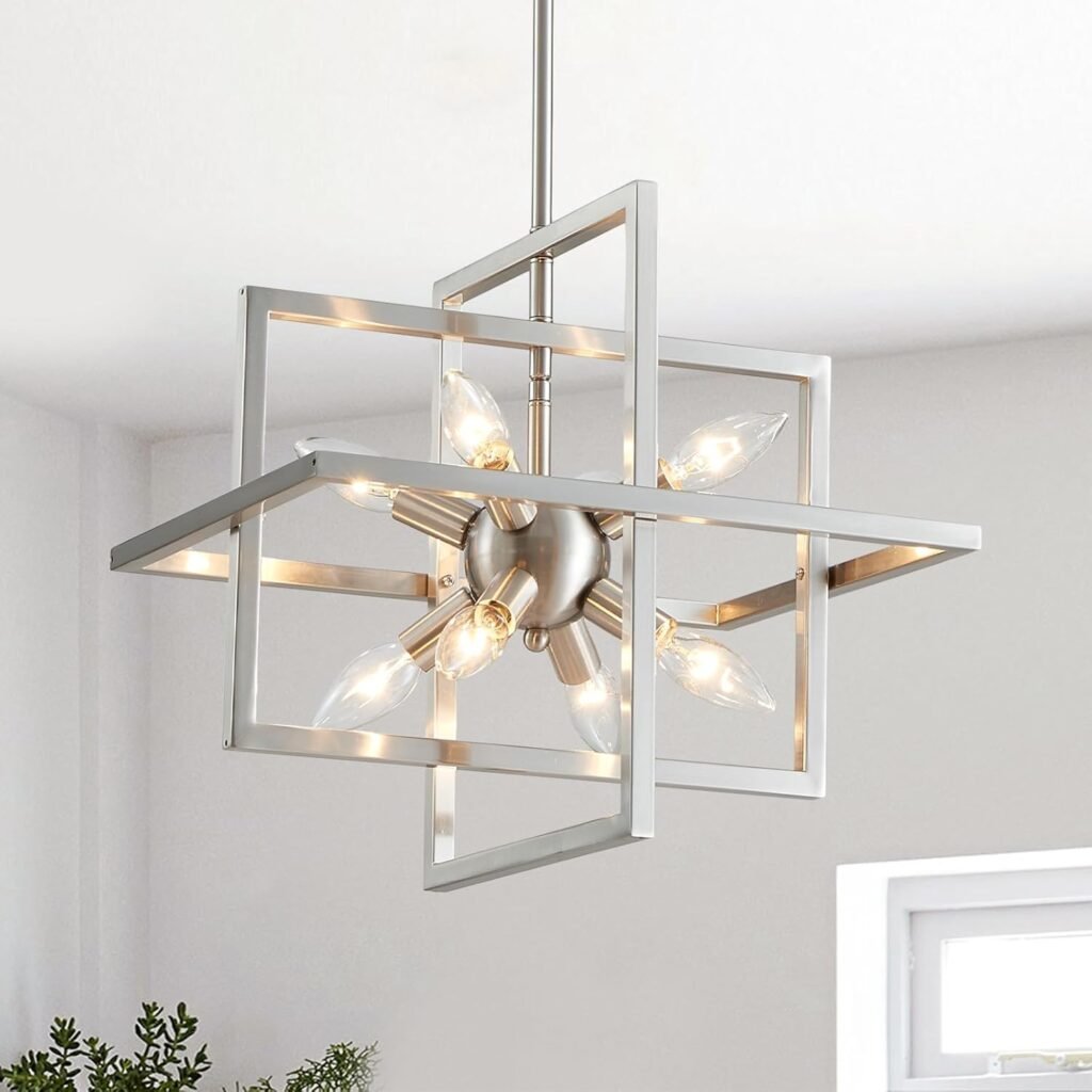 Majhoiw 8-Light Brushed Nickel Geometric Chandelier.