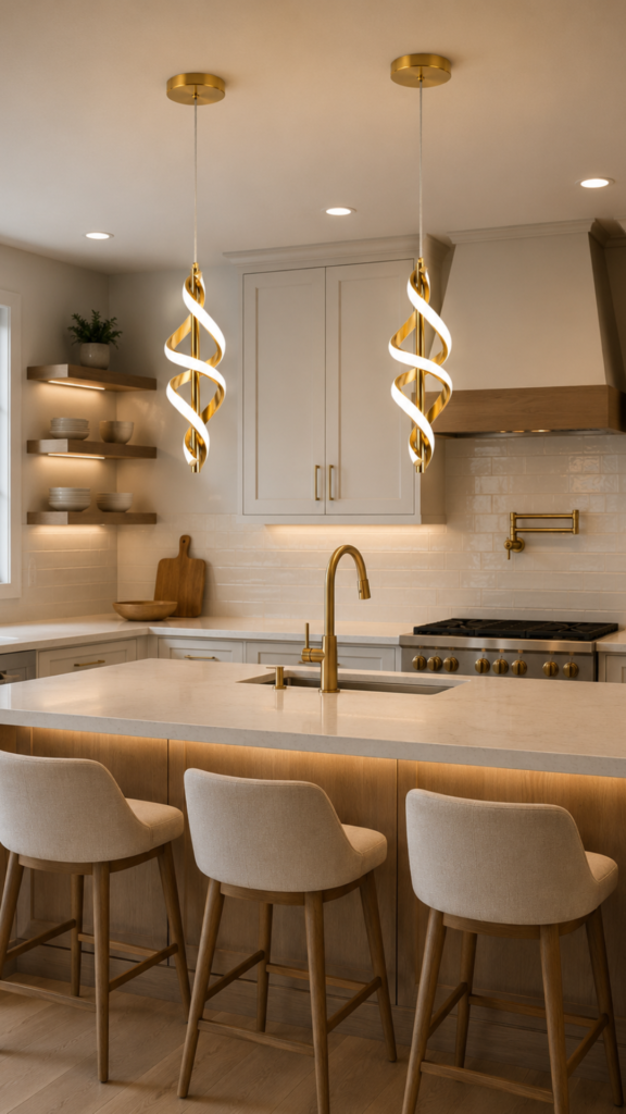Vloitgol Gold Pendant Light for Kitchen