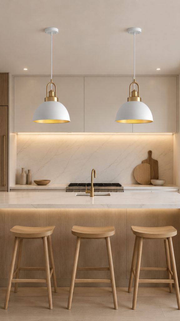 Febeleven White Pendant Lights for Kitchen