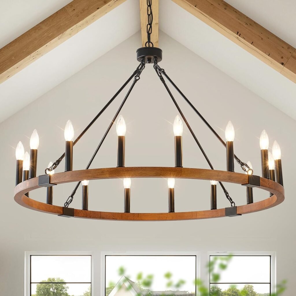 HHR Farmhouse Wagon Wheel Light Fixture for Kitchen