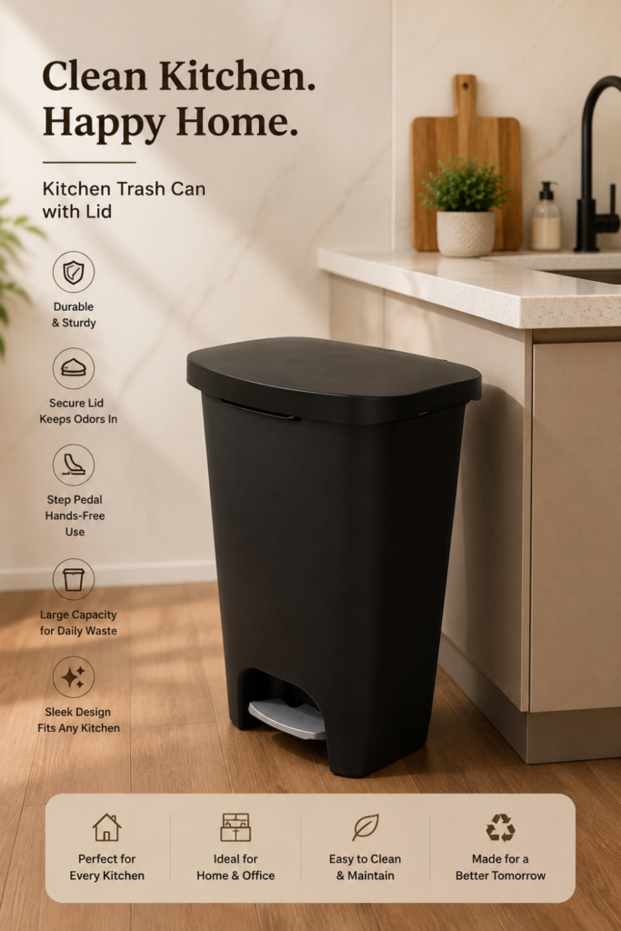 Glad Kitchen Trash Can with Lid – 13 Gallon Step-On Garbage Bin