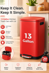 ELPHECO Kitchen Trash Can with Lid