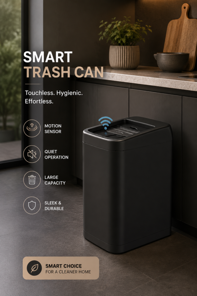 Kitchen Trash Can with Lid Touchless Motion Sensor Garbage Can