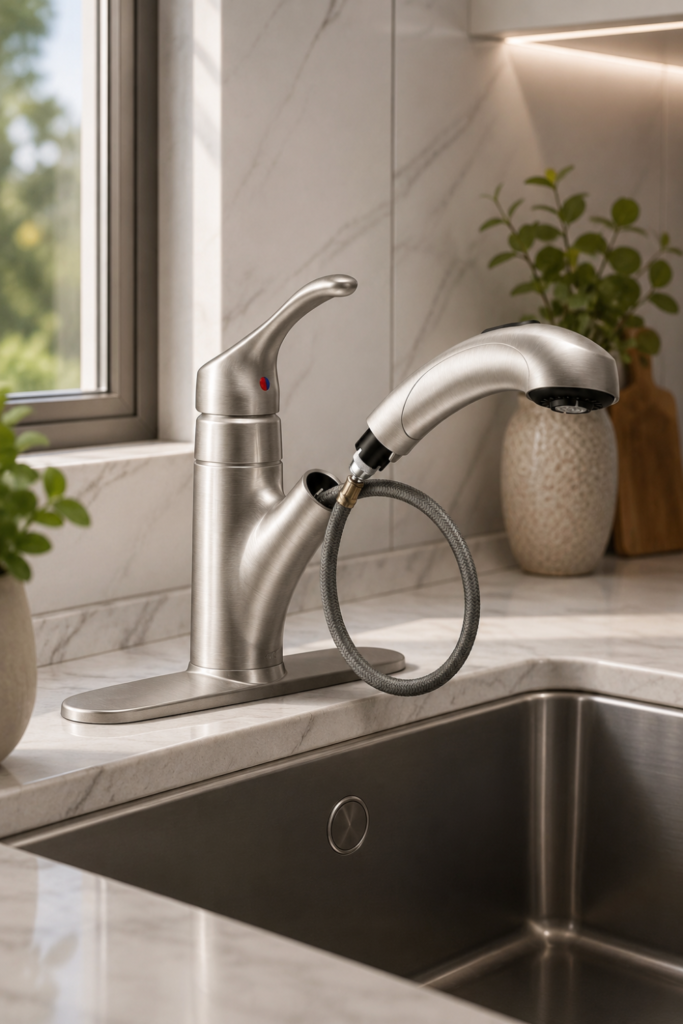 Kitchen Sink Faucet with Sprayer – Spot Resist Pull-Out Faucet for Everyday Convenience