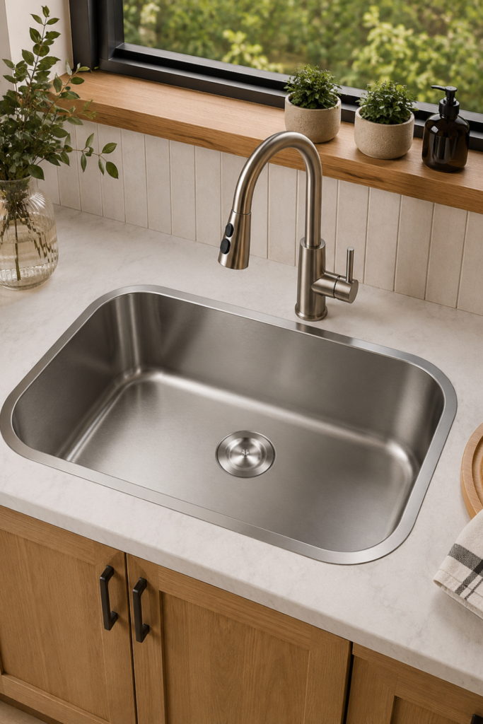Corner Stainless Steel Kitchen Sink Alternative – 32-Inch Undermount Single Bowl Sink