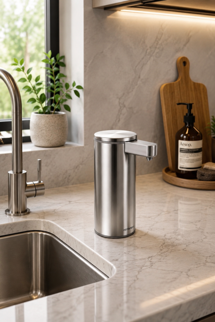 Soap Dispenser for the Kitchen Sink – Touchless Stainless Steel Automatic Liquid Soap Dispenser