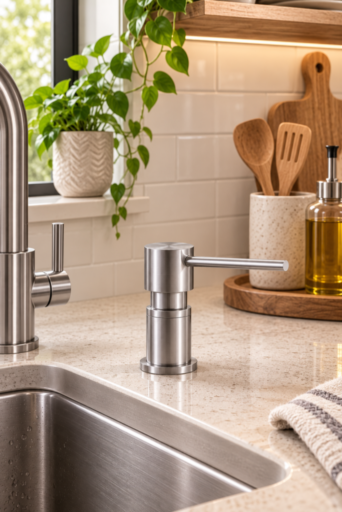 Soap Dispenser for the Kitchen Sink – Built-In Brass Soap Pump