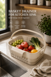 Basket Drainer for Kitchen Sink – Foldable Hanging Sink Strainer for Everyday Kitchen Use